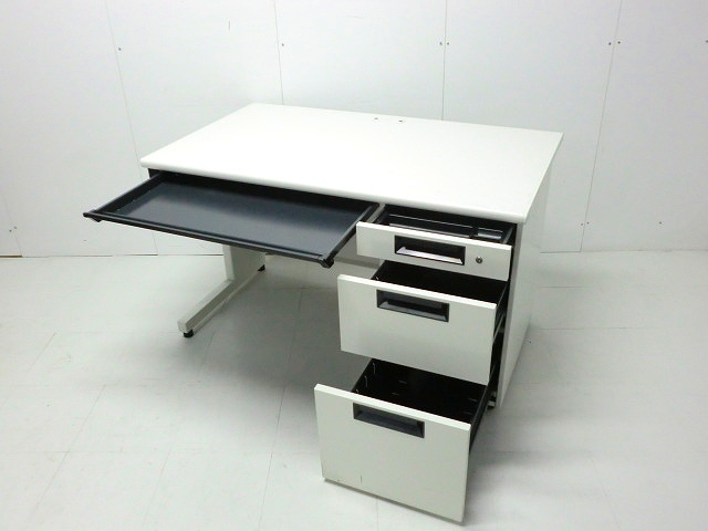プラス/フラットライン/ ホワイト / 【中古】 片袖デスク