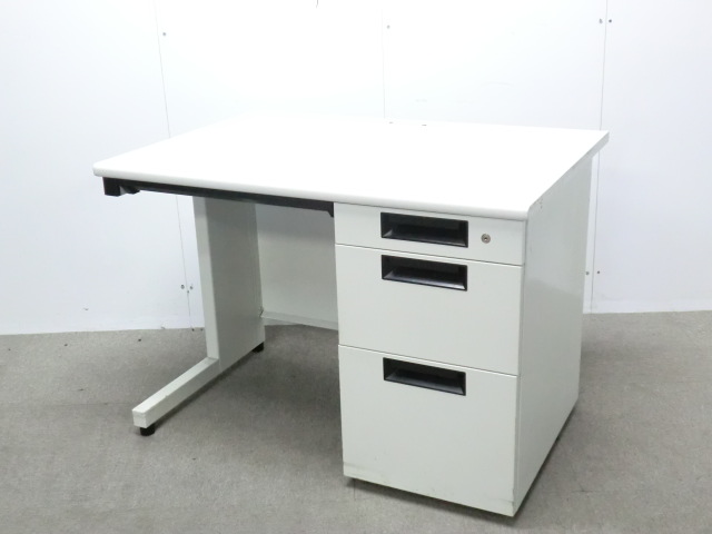 プラス/フラットライン/ ホワイト / SP-107D-3 WH 【中古】 片袖デスク
