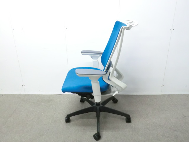 コクヨ/ デュオラ/ ブルー / 【中古】 OAチェア肘有