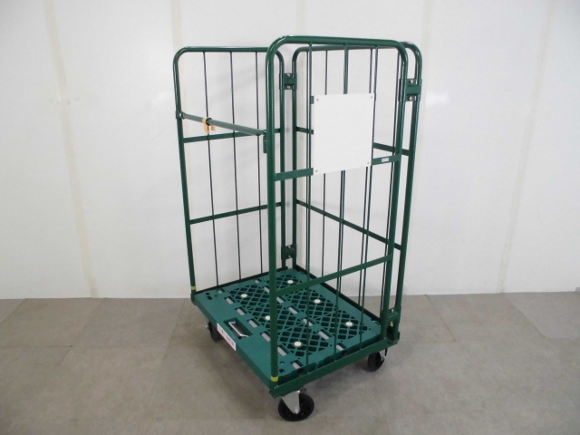 カゴ台車 / 4輪自在 / 積載質量500kg / グリーン