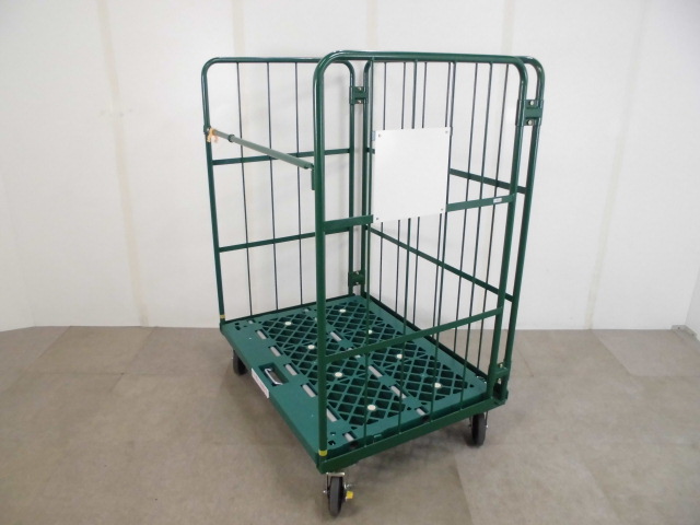 カゴ台車 / 4輪自在 / 積載質量500kg / グリーン