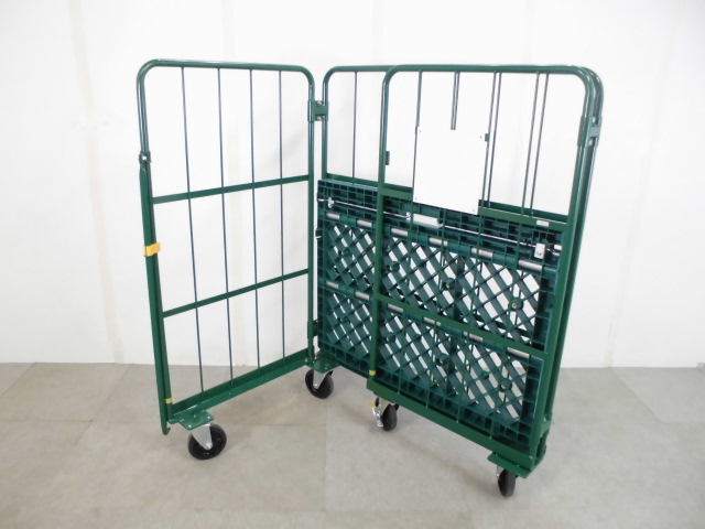 カゴ台車 / 4輪自在 / 積載質量500kg / グリーン